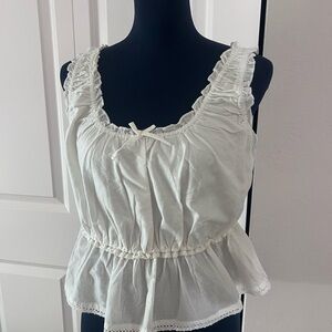 H&M White Ruffled Blouse